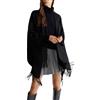 Liu Jo Jeans LIU JO Poncho con logo e maxi frange Non definito 22222 NERO