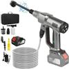 Purova Idropulitrice a Batteria, 21V Max 200 Bar Idropulitrice Portatile con Batterià da 3,0Ah, Press & Clean Pistola Lavaggio con Display LCD di Potenza e 3 Velocità (Argento con 1 Batteria)