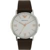 Emporio Armani Orologio da uomo, movimento a tre lancette, cassa in acciaio inossidabile argento 41 mm con cinturino in pelle, AR11173