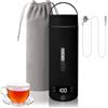 Suewidfay Bollitore da Viaggio Piccolo Elettrico, Bollitore Portatile da 500ML/300W Mini Tazza per Acqua in Acciaio Inossidabile 316, Riscaldamento con, per Tè, Caffè, Latte (nero)