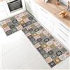 SHUAIG - Set di 2 tappeti da cucina, anti-affaticamento, antiscivolo, lavabili, con adesivo scorrevole, adatti per bagno/soggiorno (Stile Q, 40 x 120 + 40 x 60 cm)