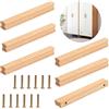 qhklew 6 Pezzi Maniglie in Legno, Pomelli Cassetti Per Mobili Cucina In Legno, Distanza di Fori da 160 mm Mobili in Legno Solido, Cucina Moderni Maniglie In Legno Maniglia per Armadi, Uffici e Cucine