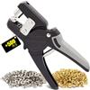 Xiaozhifu Occhiellatrice, Pinza per Occhielli con 500 Occhielli (Ø 10mm), Professionali Occhiellatrice per Teloni Adatto per Pelle, Telone,Tende, Manifesti, Striscioni (Grigio)
