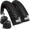 Fincci Copertoni MTB 26 - Set Pneumatici Pieghevole 26 x 2.1 Pollici Camera d'aria 26 2x Schrader, Coppia Cupar Gomme per bici 26, per Mountain Bike, Bici Corsa, Piene Bicicletta Elettrica 57-559