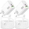 ARCCRA 30W 2-Porte Caricatore Rapido per iPhone 14 13 12 11 Pro/Max/Mini, X XR XS 8 7 6 Plus, iPad, Original Caricabatterie USB C e USB A Spina Ricarica Adattatore Alimentatore con 2M Cavo (4-Pezzi)