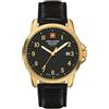 Swiss Alpine Military 7011.1 Orologio analogico al quarzo da uomo in pelle, Nero/Oro/Nero - 1517sam, cinghia