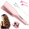 KQWVZ Ferro Arricciacapelli 32 mm, Piastra A Onde Per Capelli con 5 Temperature Regolabili, Piastra Capelli Onde Larghe, Riscaldamento Rapido Ferro Onde Capelli, Piastra Beach Waves (Rosa)
