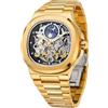 FORSINING Orologio da uomo di lusso automatico a carica automatica, scheletro, analogico, sole e luna, con cinturino in acciaio inox, Oro, classico