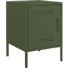 vidaXL Comodino Verde Oliva 36x39x50,5 cm in Acciaio, mobiletto, Mobile Camera da Letto, Comodino in Metallo, tavolino da Letto