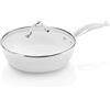 Bialetti J0WIC3N160 Ceramic Ok - Casseruola con Coperchio, Rivestimento Ceramic Ok, Adatta all'induzione e per Il Forno, ø 16 cm, Colore: Bianco