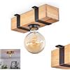 hofstein Montgomery, plafoniera in metallo/legno in nero/naturale, lampada dal design scandinavo con barra in legno, 1 portalampada E27, senza lampadine