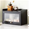 Generic Piccola Dispensa da Cucina in bambù a 3 Livelli con Ante Scorrevoli a Strisce, Mobile da Appoggio Indipendente per Bottiglie di Condimento, Piatti e Ciotole,Nero,42×28cm/17×11in