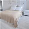 Home Tresor - Trapuntino Matrimoniale Primaverile Estivo Boutis Copriletto Imbottito Leggero Mezza Stagione Quilt Bordo Ricamato con Pizzo - Beige