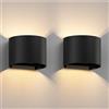 ledscom.de 2x applique RUNEL per esterni, IP65, up/downlight, nero opaco, rotondo, 1x G9 max. 10W