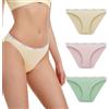 OEIOEI Slip a gamba alta da donna in bambù intimo da donna traspirante bikini slip confezione da 3, Beige/Rosa/Verde, XL