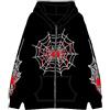FeMereina Felpa unisex Y2k con cerniera punk gotica con stampa grafica ragno casual estetica giacca oversize Harajuku Streetwear, Nero , M