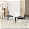 FOERPL Sedia in rattan, sala da pranzo, set di 2, sedie da pranzo con schienale sedia da cucina, sedia cannage sala da pranzo, sedia da pranzo con gambe per soggiorno (nero B, 2 pezzi)