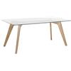 Beliani Tavolo da Pranzo Rettangolare Piano in Vetro Gambe in Legno 180 x 90 cm