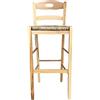 Marvin Sgabello Snack Alto Quadrato Ergonomico Portatile Moderno In Legno Con Seduta Paglia Schienale E Gambe Poggiapiedi Sedia Per Bar Cucina Ufficio (Naturale)