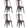 RELOVE Set di 4 sedie da sala da pranzo impilabili in metallo stile industriale vintage, adatte per uso interno ed esterno, sedia da giardino, 85 x 45 x 45 cm, colore: marrone