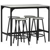 HOMCOM Set da Pranzo 5 Pezzi con Bancone da Bar 110x50x89.5 cm e Sgabelli Ø30x60.5 cm in Legno e Metallo Grigio e Nero