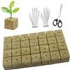 WANYI 28 PCS Cubi di Lana di Roccia,Rockwool Grow Cubi, Cubo di Propagazione di Lana di Roccia con Forbici Guanti per Coltivazione Soilless, Propagazione di Piante