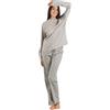 TRAMAS+ Pigiama Donna Cotone Leggero, Pigiama Donna con Maglietta Manica Lunga e Pantalone Lungo, Pigiami da Donna - S, Rosaura