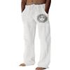 CMTOP Pantaloni Lino Uomo Pantaloni di Cotone Casual Allentati Pantaloni Estivi da Spiaggia Pantaloni Leggeri con Coulisse Pantaloni Comodi con Tasche
