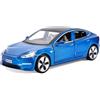 MODVKVK Tesla Model 3 1:32 Modellino Macchinina con Luce e Musica, Funzione Pull-Back, Lega Pressofusa, Ideale per Bambini dai 3 anni e Collezionisti (Blu)