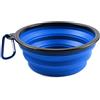 PhoneNatic Ciotola pieghevole in silicone blu da viaggio per cani e gatti con moschettone, XL, blu, 1000 ml