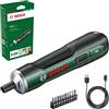 Bosch Home and Garden Cacciavite a batteria PushDrive Starter Set (3,6V; 1,5Ah; 5,0 Nm; 10 punte per cacciavite; con cavo caricabatteria micro-USB; in confezione di cartone)