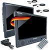 SCHWAIGER 716474 Lettore DVD portatile 2 schermi Lettore video portatile Batteria Telecomando Slot SD Connessione USB Supporto per auto incl. materiale di montaggio