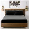 Super Dreamer Lenzuolo con angoli in microfibra, per letto matrimoniale, con tasca profonda 25 cm, resistente al restringimento, allo sbiadimento e alle pieghe, colore nero, lavabile in lavatrice