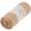 BORDSTRACT Nastro di Pizzo di Juta, 2,7 m x 15 cm Rotolo di Nastro di Iuta Naturale con Bordi in Pizzo Bianco, Nastro di Tela Rustico per Matrimoni, Feste, Decorazioni per la casa