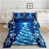 Loussiesd Set Trapunta per ragazze con albero di Natale blu a tema natalizio 135x200cm chic set di biancheria da letto invernale con fiocco di neve per ragazze e figlie decorazione per camera da letto mo