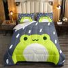 Loussiesd Cartoon Frog Down Consolatore Animali 3D Set Pioggia Carino Animale Rana Verde Grigio Set Da Letto Per Bambini Adulti Piumone/Trapunta Set Ultra Morbido 135x200cm Formato