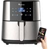 MasterPro Foodies | Friggitrice Senza Olio XXL con Capacità di 6L e 1800W di Potenza | Con Schermo LED Tattile e Cestino Antiaderente | Friggitrice ad Aria | 8 Funzioni Diverse in 1