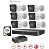 HIKVISION KIT Videosorveglianza IP Hikvision Acusense Nvr 8 canali 4K 6 telecamere bullet