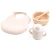 Bamboom Set Baby in Silicone - Bavaglino, Scodella, Cucchiaio e Bicchiere con beccuccio - Tulips
