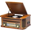 Denver MCR-50 - Giradischi Vintage Bluetooth con Lettore Vinili, Radio AM/FM, CD, Cassetta, USB MP3 - Giradischi Vinile con Casse Integrate - Gira Dischi per Vinili Retrò