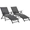 VivaGarden Coppia di Lettini Prendisole Mare Professionale Spiaggia Giardino Pieghevole con Schienale Reclinabile in Alluminio e Textilene 64x134x95 cm colore Nero - 916/84B