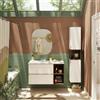 SENSEA Mobile bagno con lavabo e organizer per cosmetici, top incluso L 100 x H 55 x P 45 cm bianco e noce in truciolare 2 cassetti per vasca a sinistra Modern
