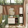SENSEA Mobile bagno sospeso con lavabo, top incluso L 100 x H 55 x P 45 cm bianco e noce 2 cassetti per vasca centrale Modern