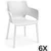 Keter Sedia da Giardino con Braccioli Keter Elisa Bianco 6PZ - 3000470K40001