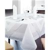 texpot tovaglia damascata 130 x 340 cm bianca con bordo in raso, 100% cotone lavabile a 95 gradi