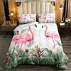 Loussiesd Set di biancheria da letto con fenicotteri tropicali con Trapunta/trapunta per animali per ragazzi e ragazze con piumone per uccelli e uccelli colore rosa e piumone per letto 135x200cm
