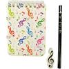 Kit Regalo Tema Musicale 1 Block Notes 1 Matita 1 Gomma Natale Blocco Note Color