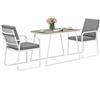 Outsunny Set da Esterno 3 Pezzi con 2 Sedie con Braccioli e Cuscini e Tavolo con Piano in Vetro, Bianco