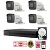 HIKVISION Kit Videosorveglianza Hikvision 4 Canali 4 Telecamere Bullet 5MP Motion Detectio