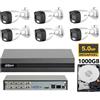 DAHUA KIT videosorveglianza analogico Dahua DVR XVR 8 canali 4K 6 telecamere dual ligh